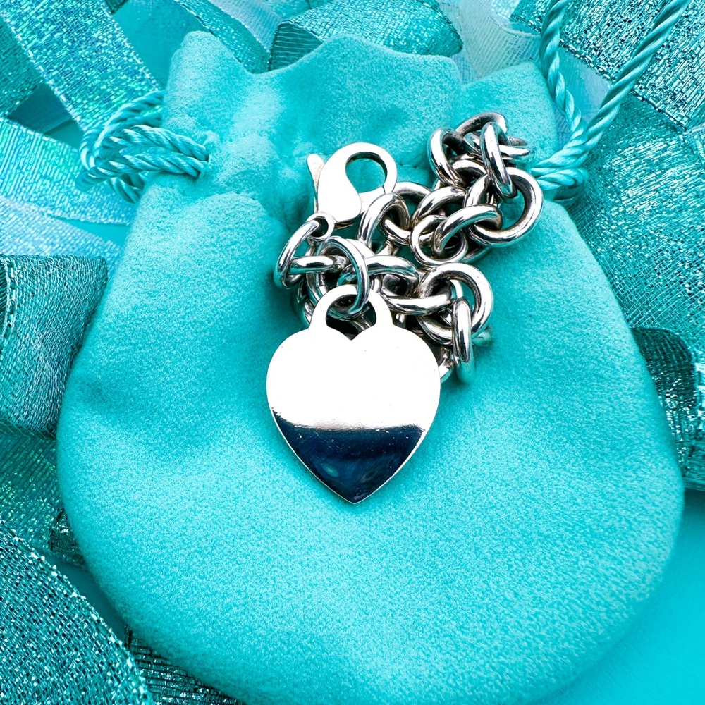 Tiffany and Co Sterling Silver Blank Heart Tag Bracelet